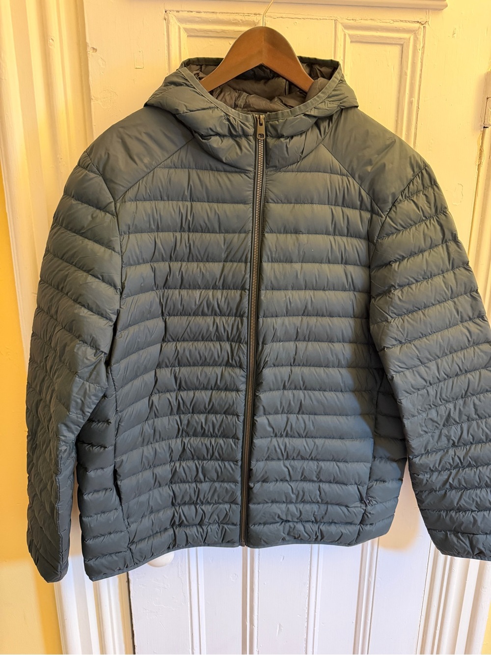 M&S Men’s XL 700 Fill Down Puffer Jacket Bottle Green Hooded Stormwear